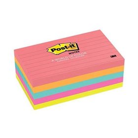 3M Post It Ruled Neon Note Pads
