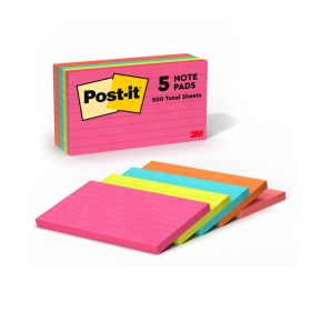 3M Post It Ruled Neon Note Pads