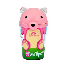 Soft Touch Pink Bear Canister Wipes 30'S
