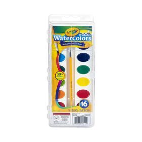 Crayola Washable 16 Watercolors with Plastic Handled Paintbrush
