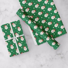  Christmas Santa Green Wrapping Paper