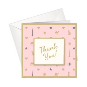 Thank You UAE Theme Pink Greeting Card