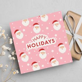 Happy Holidays Pink Christmas Santa Greeting Card