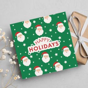 Happy Holidays Green Christmas Santa Greeting Card