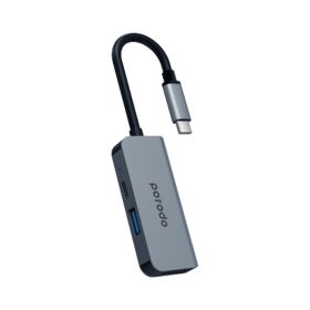 Porodo 3in1 Aluminum USB-C Hub Pd-4k31c-Grey