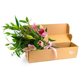 Bunch Of Pink Lilies In Box