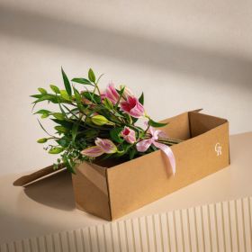 Bunch Of Pink Lilies In Box