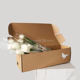 10 Individually Wrapped White Roses in a Box