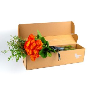 Bunch Of Orange Roses In Box