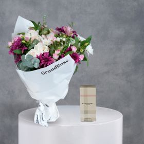 GrandRose Classy Pink Bouquet with Burberry for Her
