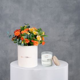 Golden Dawn Bouquet with Believe Heal Candle 220GM
