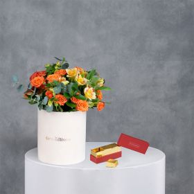Golden Dawn Bouquet with Chocolatiere Mini Box