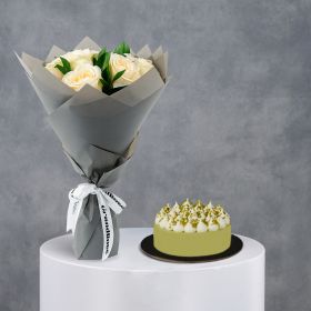 Rose Shine Bouquet with Pistachio Cake