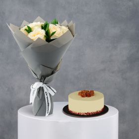 Rose Shine Bouquet with Red Velvet Cake