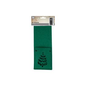 Christmas Tree Design Green Felt Cutlery Bag