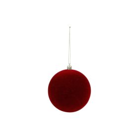 Hanging Christmas Red Flocked Ball Decor