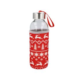 Red Christmas Themed Glass Bottle