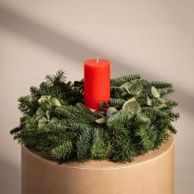 Candlelight Blessings Wreath with Red Candle