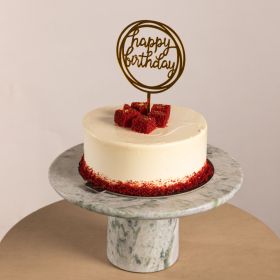 Red Velvet Cake with Happy Birthday Stick