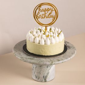 Pistachio Cake with Happy Birthday Stick