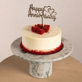 Red Velvet Cake with Happy Anniversary Stick