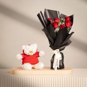 Wonder Love Bouquet with White Teddy Bear