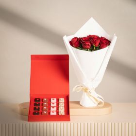 Only For You Bouquet with 16-Piece NJD Red Love Chocolate Box