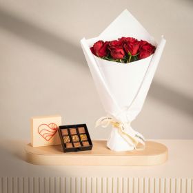 Only For You Bouquet with 9-Piece Addict Chocolate Box