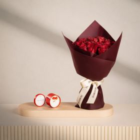 Red In Love Bouquet with Believe I Love You Candle