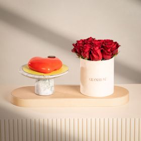 Simply in Love Arrangement with Chocolate Raspberry Heart Cake