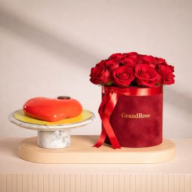 Passion Allure Box with Chocolate Raspberry Heart Cake