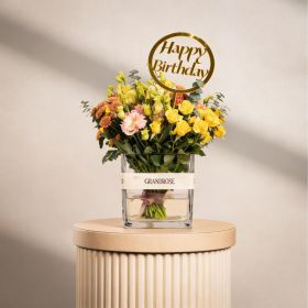 Citrus Field Square Vase with HBD Stick