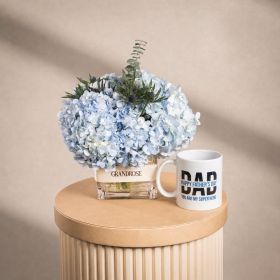 Serene Hydrangea Blue Gift with Dad Blue Mug
