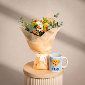 Sunset Rose Bouquet with Dad Hero Mug