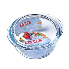Pyrex Clear Round Glass 2.1L Casserole with Lid