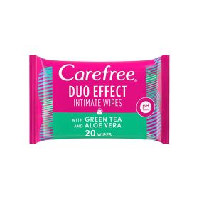 Carefree Duo Effect Intimate Wipes Green Tea and Aloe Vera