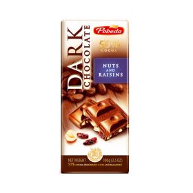 Pobeda Dark Chocolate With Hazelnuts N Raisins