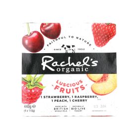 Rachel's Organic Luscious Fruits Strawberry Raspberry Peach & Cherry Yogurt