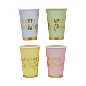 Hootyballoo Happy Birthday Pastel Paper Cups