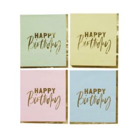 Hootyballoo Happy Birthday 165X165MM Pastel Paper Napkins