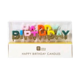 Talking Tables Happy Birthday Metallic Gold Candles