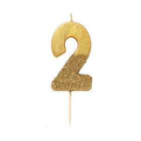 Talking Tables Gold Number 2 Glitter Birthday Candle
