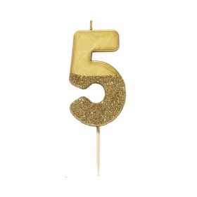 Talking Tables Gold Number 5 Glitter Birthday Candle