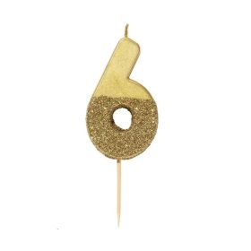 Talking Tables Gold Number 6 Glitter Birthday Candle