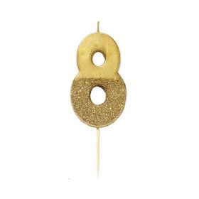 Talking Tables Gold Number 8 Glitter Birthday Candle