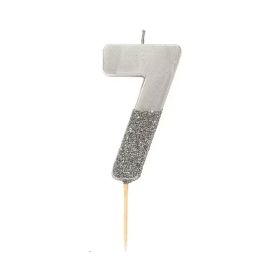 Talking Tables Silver Number 7 Glitter Birthday Candle