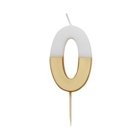Talking Tables White & Gold Number 0 Birthday Candle