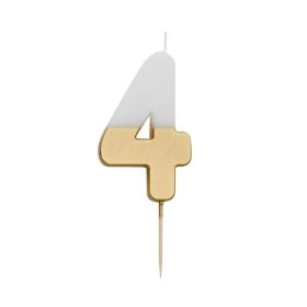 Talking Tables White & Gold Number 4 Birthday Candle