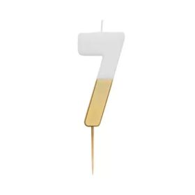 Talking Tables White & Gold Number 7 Birthday Candle