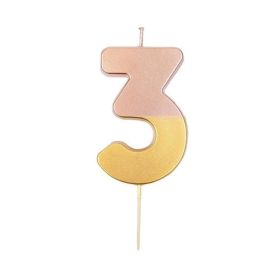 Talking Tables Rose Gold Dipped Number 3 Birthday Candle